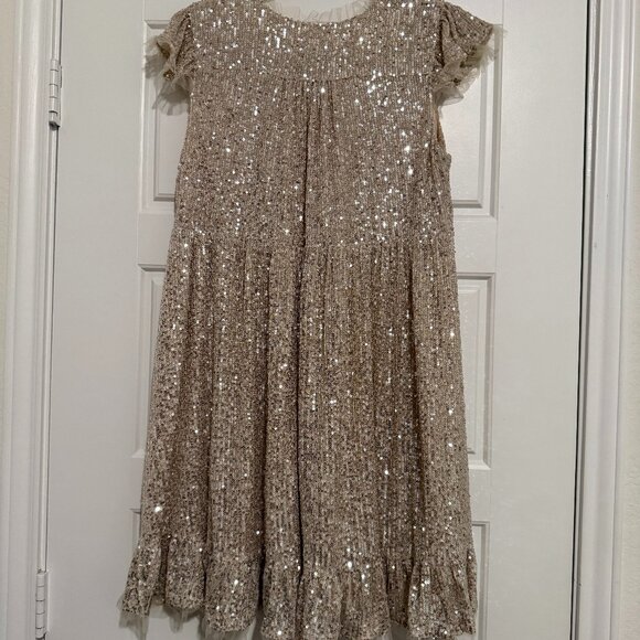 NWT M by MNK Champagne Sequin Dress Size L - Picture 4 of 12